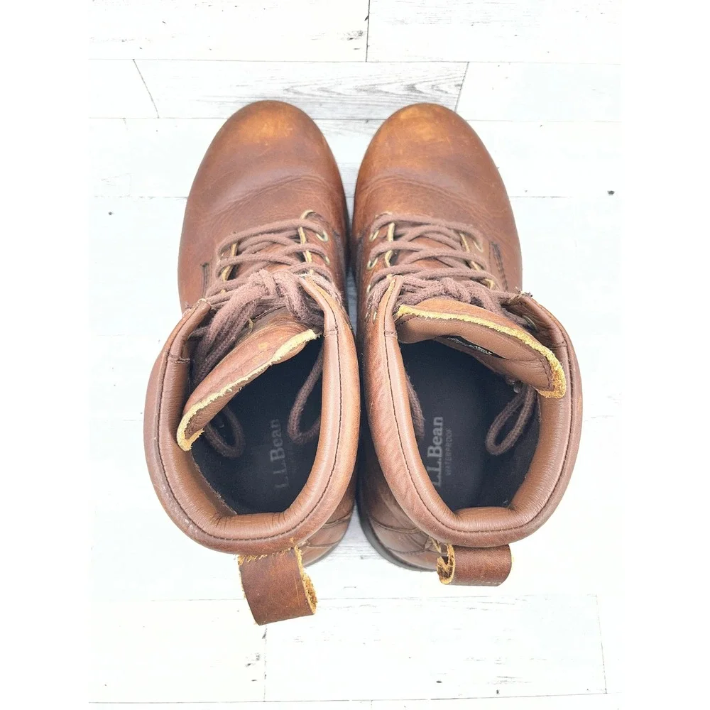 LL Bean Mens 296506 Waterproof Leather‎ Work Boots Brown Size 9 Wide